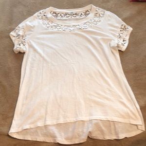 Crown & Ivy white lace tee